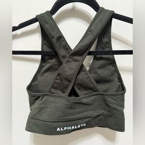 Alphalete Dark Green Cross-Back Sports Bra